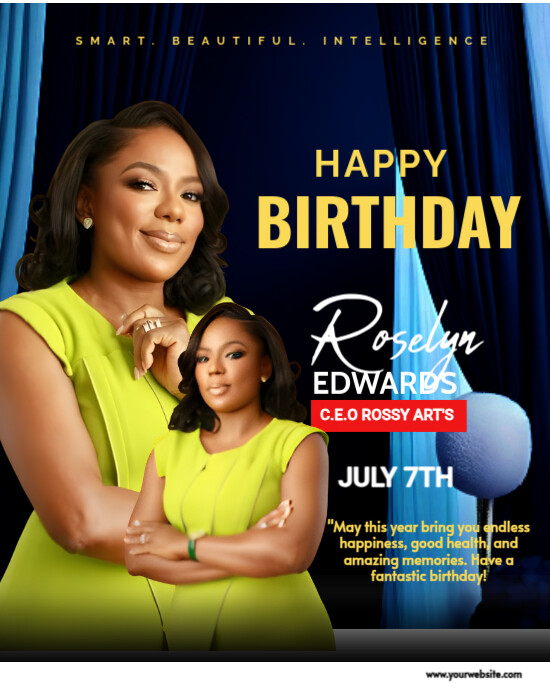 Black Professional Happy Birthday Flyers  Instagram Portrait template