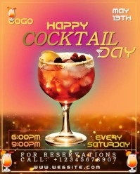 Black Professional Happy Cocktail Day Celebration  Instagram Portrait template