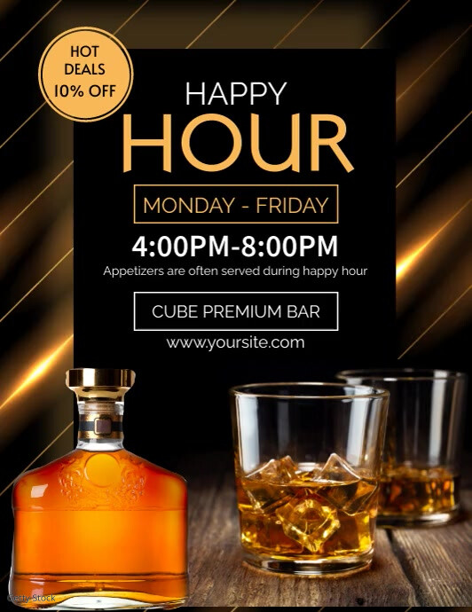 Black Professional Happy Hour Flyer (us Lette template