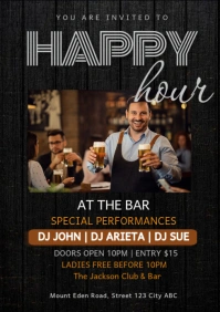 Happy Hour Party,event, holiday happy hour A4 template