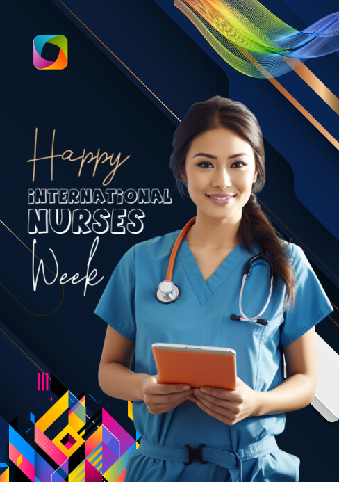 Black Professional Happy International Nurses Week Poster A5 Template ...