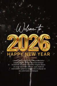 Black Professional Happy New Year Poster template