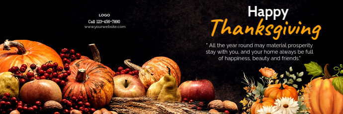 Black Professional Happy Thanksgiving Brand Template Email Header ...