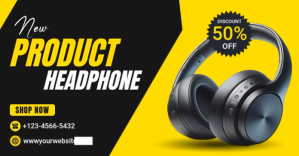 Black Professional Head Phone Facebook Shared template