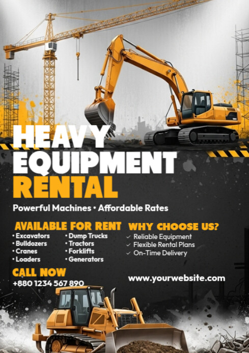 Copy of Black Professional Heavy Equipment Rental A4 | PosterMyWall