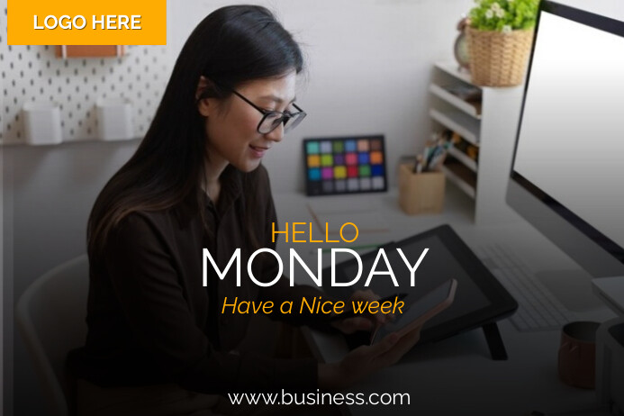 Plantilla de Black Professional Hello Monday Label | PosterMyWall