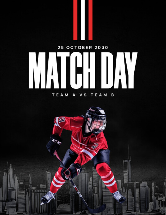 Black Professional Hockey Gameday Flyer (us Letter) template