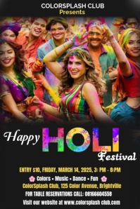 Black Professional Holi Festival  2025 Pinterest Graphic template