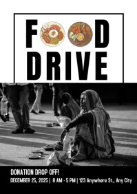 Black Professional Holiday Food Drive Poster  A4 template