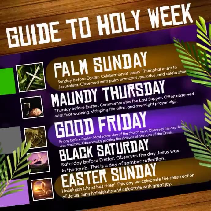 Holy Week Professional Black Professional Holy Week Guide Instagram Post Video Template ...
