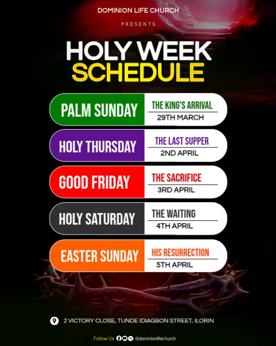 Plantilla de Black Professional Holy Week Schedule Instagram Portrait ...