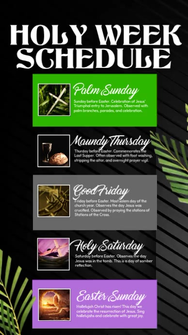 Black Professional Holy Week Schedule Instagram Story Video Template ...
