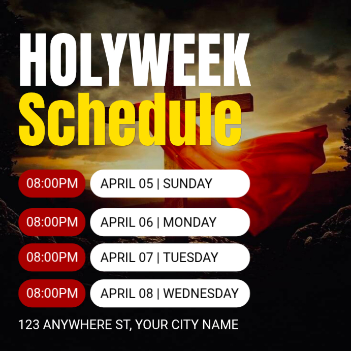 Holy Week Schedule Instagram Ad Template | PosterMyWall