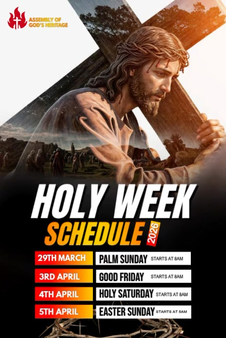 Holy Week Professional Black Professional Holy Week Schedule Poster Video Template | PosterMyWall