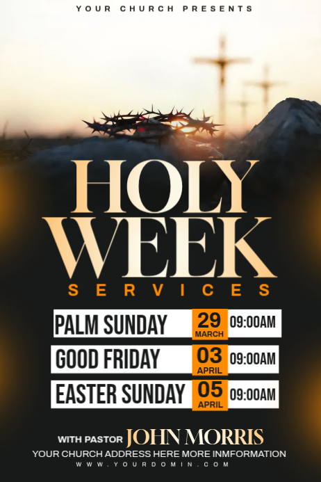 Holy Week Professional Holy Week Services Posters Template | PosterMyWall