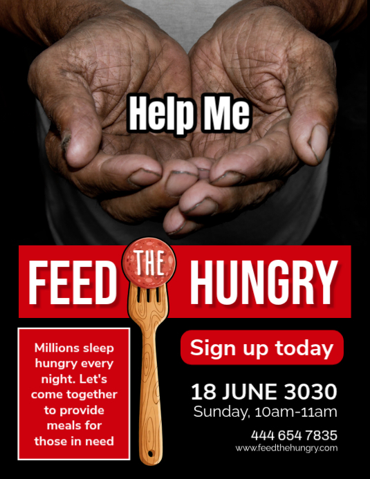 Food Insecurity Flyers Black Professional Hunger Relief Campaign Flyer Template | PosterMyWall
