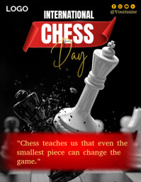 Black Professional International Chess Day  Flyer (us Letter) template