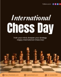Black Professional International Chess Day Instagram Portrait template