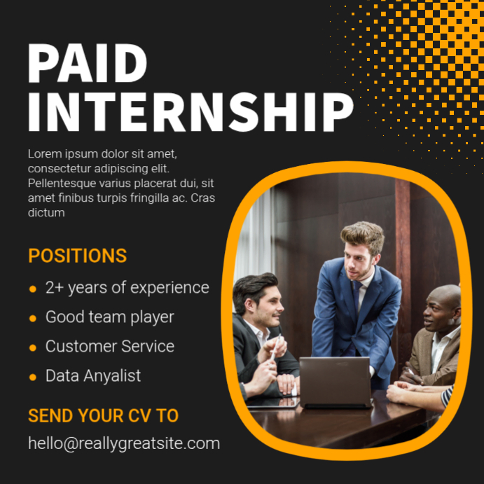 Copy of Black Professional Internship Instagram Post | PosterMyWall