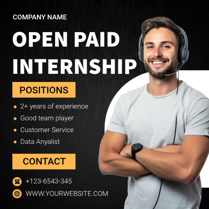 Black Professional Internship Instagram Post Template | PosterMyWall