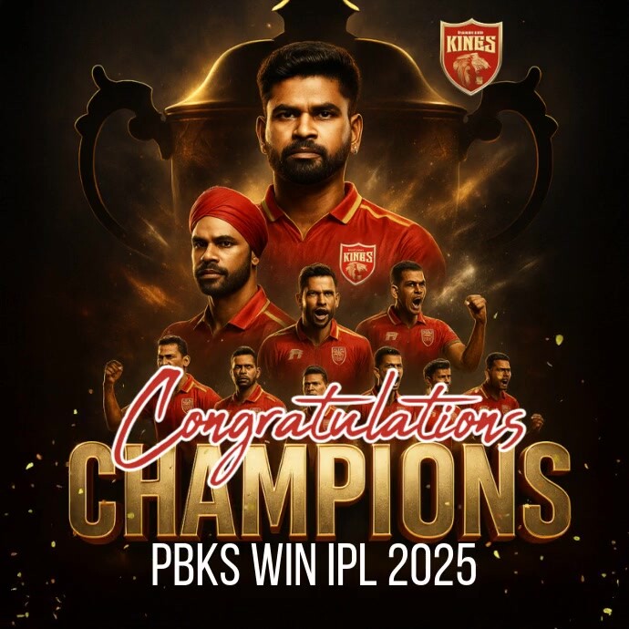 Black Professional Ipl Champion 2025 Instagram Post Template | PosterMyWall