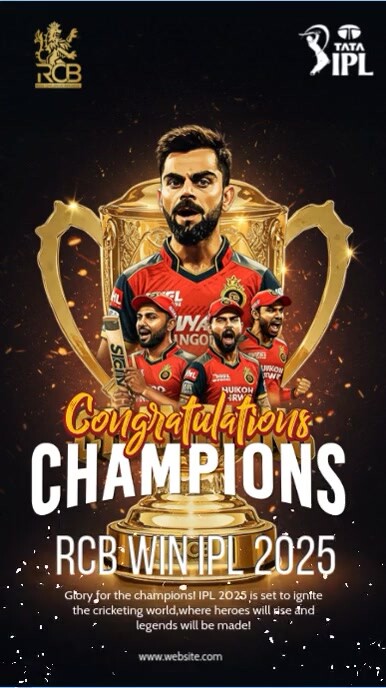 Black Professional Ipl Champion 2025 Instagram Reel Template | PosterMyWall