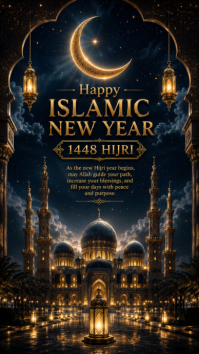 Black Islamic New Year Digitalt display Template