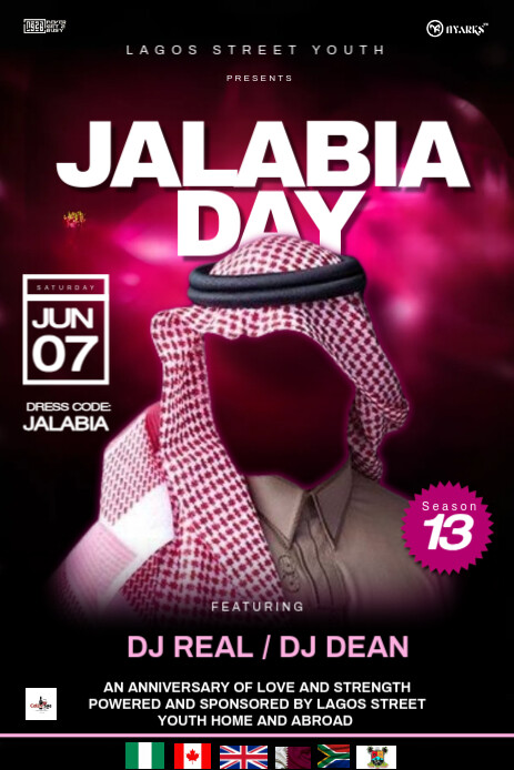 Black Professional Jalabia Day Party Flyer Design  Pinterest Graphic template