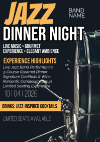 Черный Jazz Dinner Night A4 Template