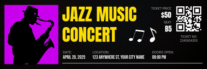 Black Professional Jazz Music Concert Twitter Banner template