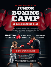 Black Professional Junior Boxing Camp Flyer template