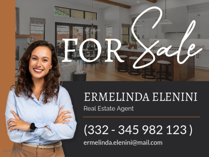 Black Professional Kaki Black And White Yard Sale Real Estate House For Sale Yard Sign Advertisement template