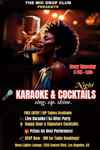 Black Professional Karaoke Night Flyer Pinterest Graphic template