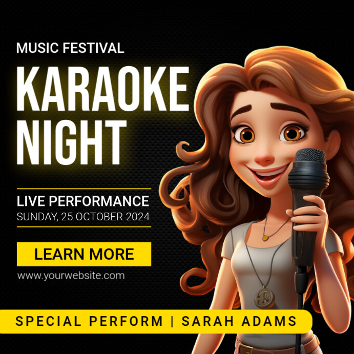 Black Professional Karaoke Night Instagram Post template