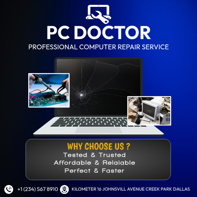 Black Professional Laptop Repair Instagram Post Template | PosterMyWall