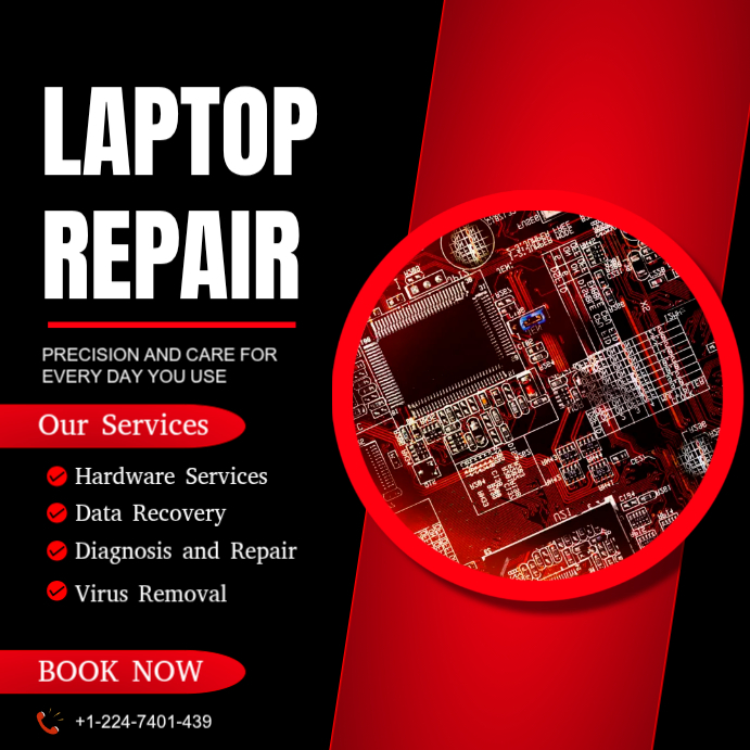 Plantilla de Black Professional Laptop Repair Instagram Post | PosterMyWall