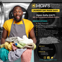 Black Professional Laundry Services Instagram Post template