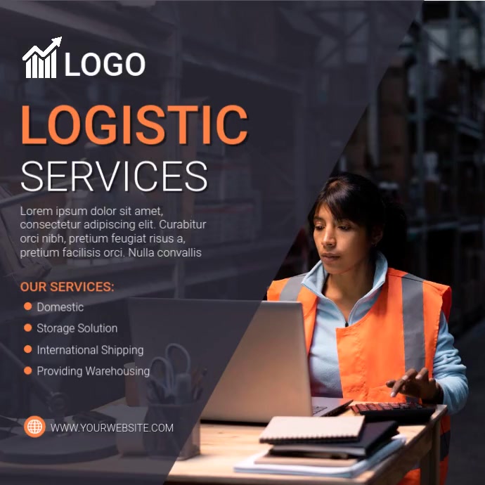 Black Professional Logistic Services Instagram Post Template | PosterMyWall