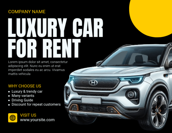 Black Professional Luxury Car Rental Flyer Template | PosterMyWall