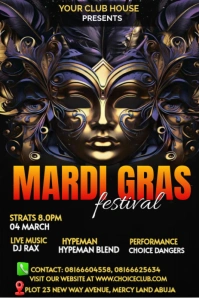 Black Professional Mardi Gras Carnival  Pinterest Graphic template