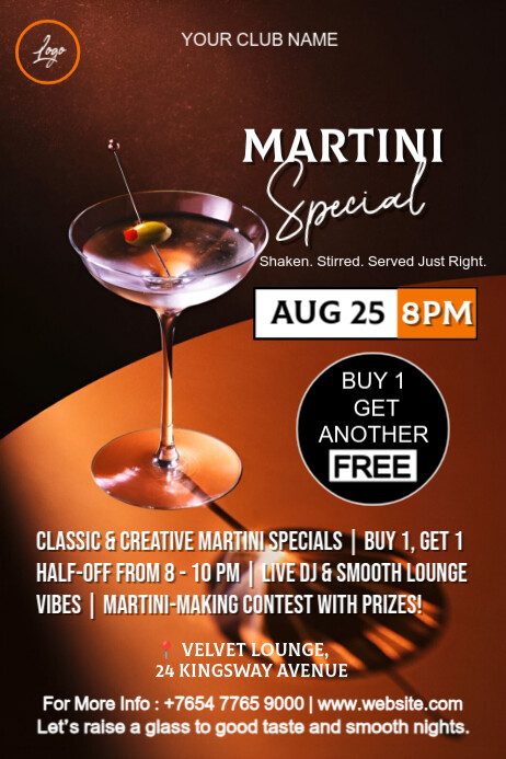 Black Professional Martini Special  Poster โปสเตอร์ template