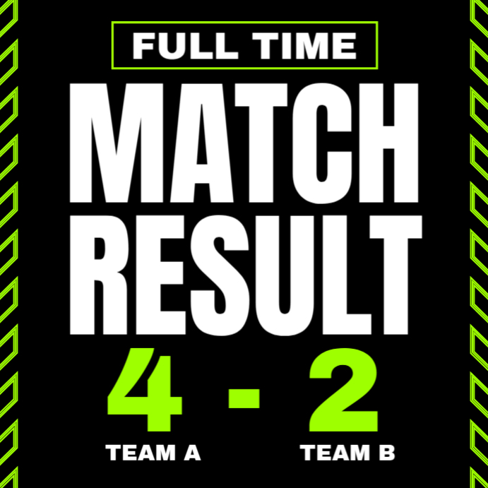 Black Professional Match Result Instagram Post Template | PosterMyWall