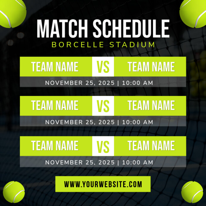 Black Professional Match Schedule Instagram Post template