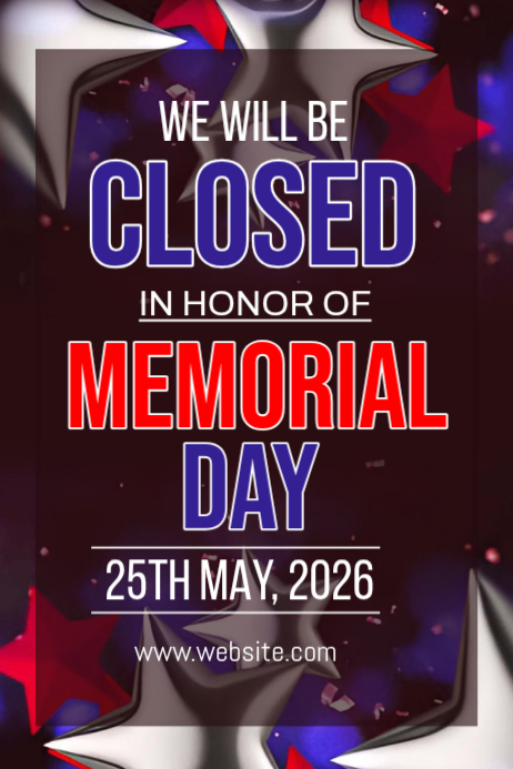 Memorial Day Closure Posters Template | PosterMyWall
