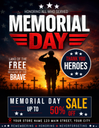 Black Professional Memorial Day Sale Flyer ใบปลิว (US Letter) template