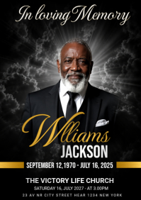 Black Professional Memorial Service A4 template