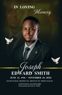 Black Professional Memorial Service Half Page Wide Halfbladsy Breed template