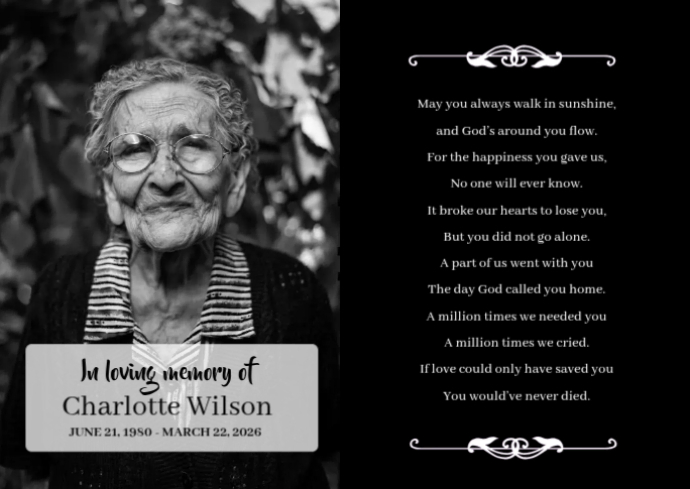 Memorial Tribute Post Cards Template | PosterMyWall