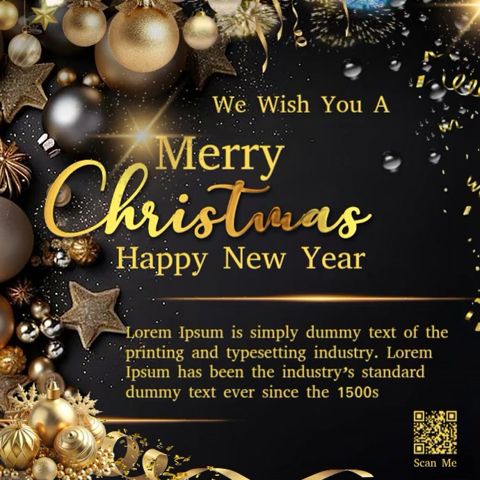 Plantilla de Black Professional Merry Christmas & Happy New Year ...