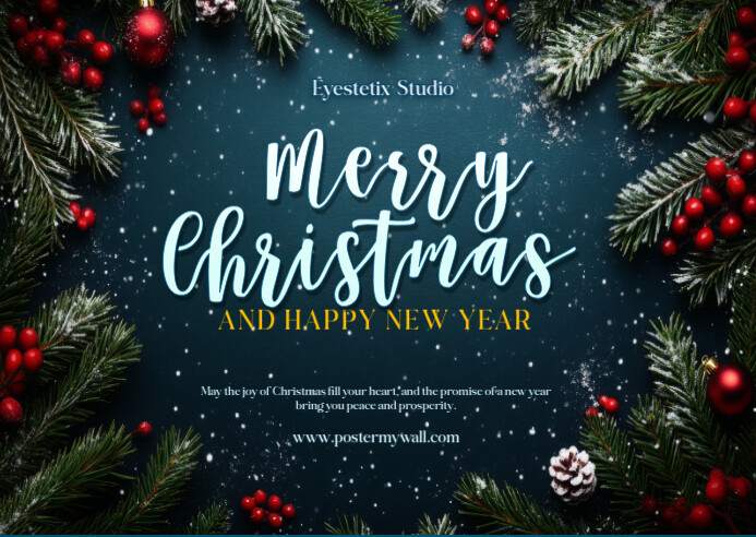 Copy of Black Professional Merry Christmas And Happy New Year Postcard ...